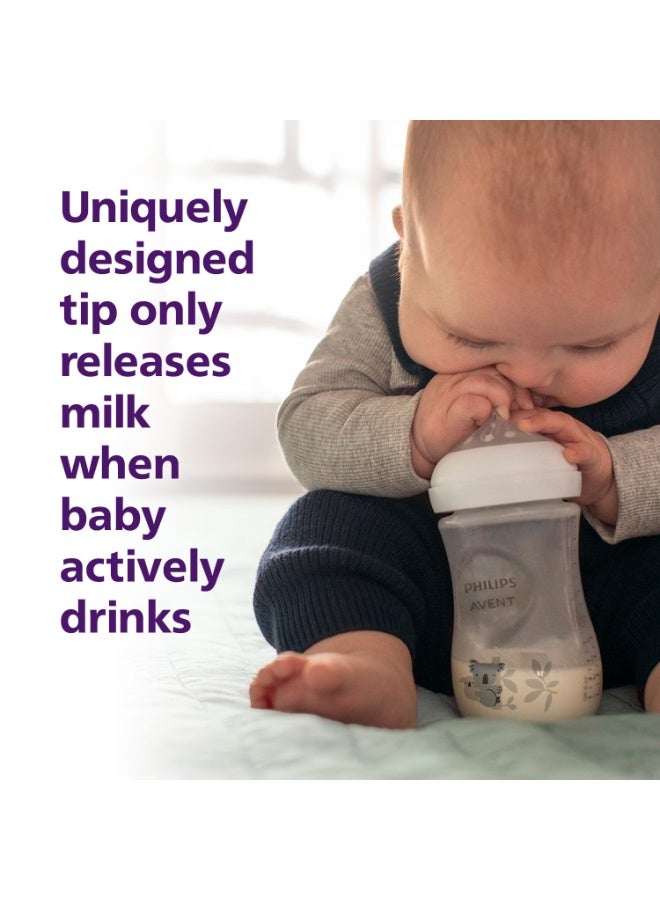 Avent Philips AVENT Natural Response Plastic Baby Feeding Bottle - 260Ml Baby Milk Bottle, Bpa Free with Babies 1Month+ Teat (260Ml Koala Bear Print) - Image 5